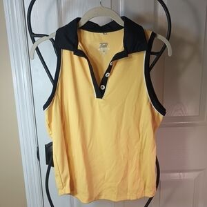 Yellow and Black Sleeveless Polo Shirt